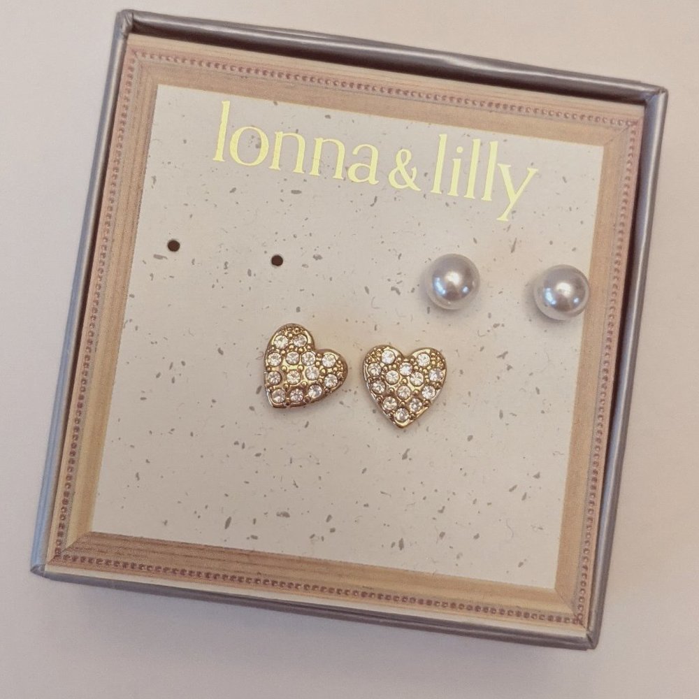 LONNA & LILLY Two Pairs of Stud Earrings